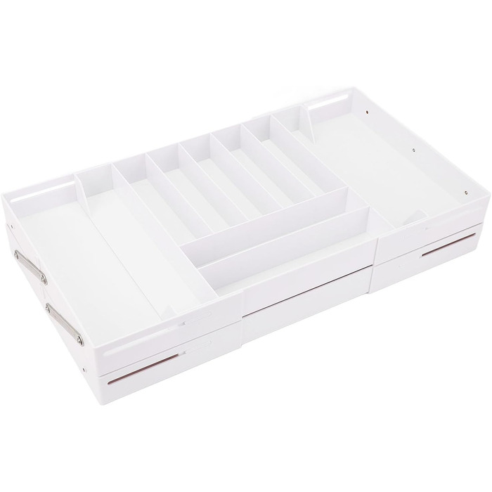 Органайзер для шухляд, складний, стильний, компактний, розширюваний органайзер для столу на кухні та туалетному столику, виготовлений з високоякісного пластику (білого кольору)