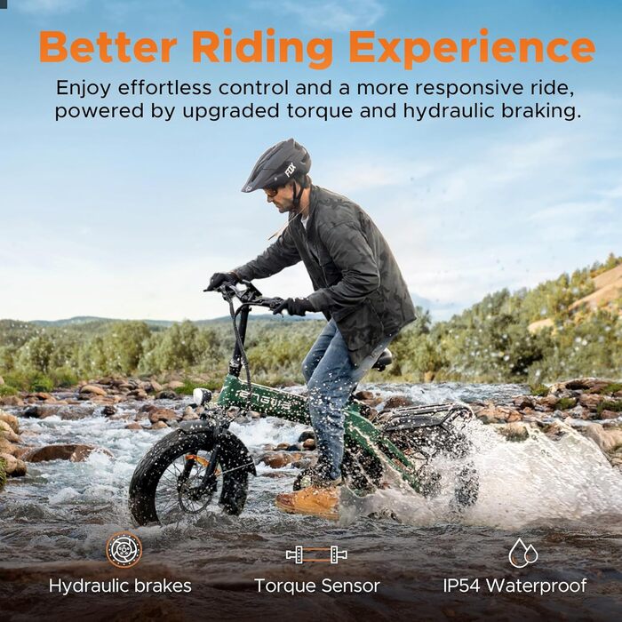 Складаний електровелосипед ENGWE, акумулятор 48 В 13,5 Аг, запас ходу до 120 км, датчик крутного моменту та складна конструкція з гідравлічними гальмами та додатком для будь-якої місцевості, EP-2 3.0 Boost Green