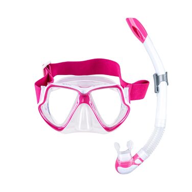 Набір для сноркелінгу Mares Wahoo Neon Combo для дорослих, силіконова маска, напівсуха трубка з клапаном, ідеально підходить для сноркелінгу та підводних досліджень, рожево-білий прозорий