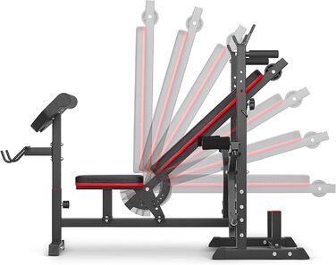 Силова лава Hop-Sport, багатофункціональна тренувальна лава з механізмом метелик, накладка на згинання ніг та згинання рук, регульована стійка для штанги, домашня фітнес-станція, вантажопідйомність 270 кг