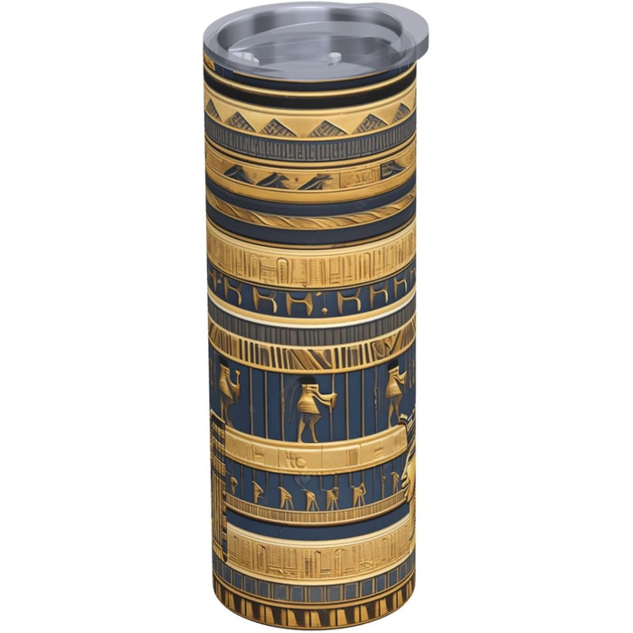 Кухоль з прямою трубочкою, єгипетські фараонські фрески, друк, дорожній кухоль, підходить для кемпінгу, офісу та дому, 590 мл