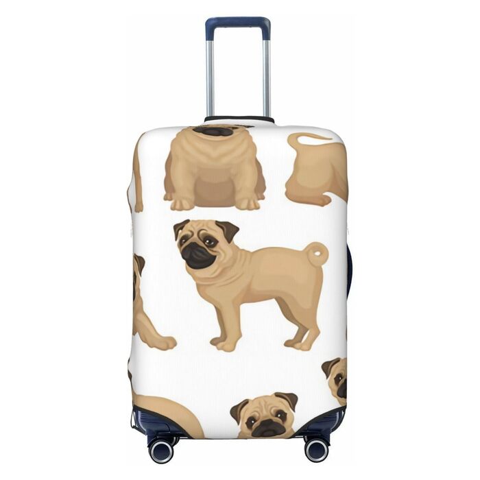 Чохол для валізи Мопс-цуценя, еластичний захист від подряпин, розмір M, чорний, 85 см