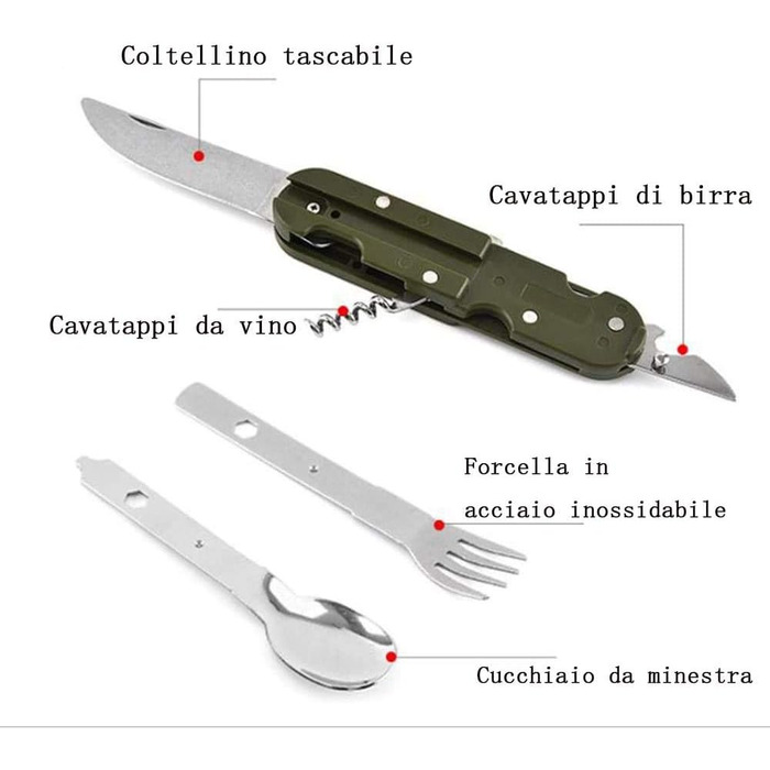 В-1 кемпінговий посуд з нержавіючої сталі - Кемпінгові інструменти - Посуд для активного відпочинку - Багатофункціональний складний посуд - Дорожній посуд (2 шт.), 5-