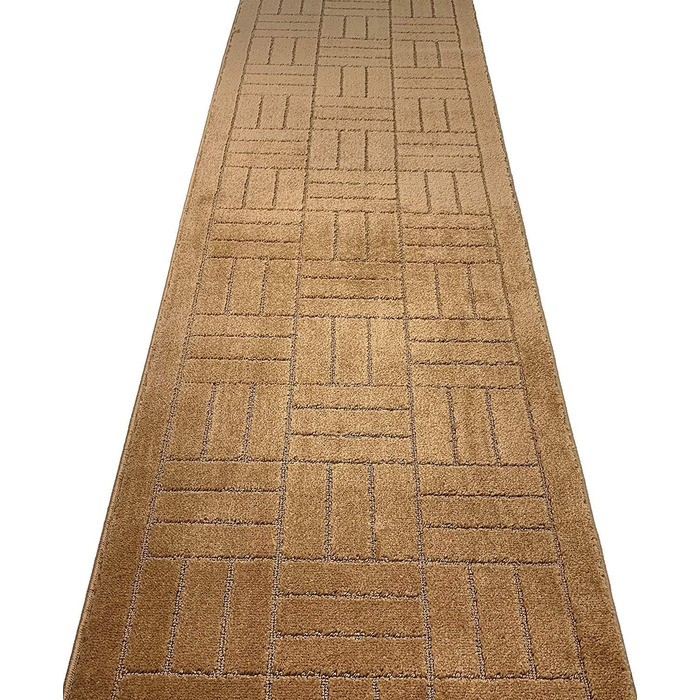 Килимова доріжка з гумовою основою, нековзна, яку можна прати, довжина 2,4 м, для кухні, коридору, сходів, спальні, ванної кімнати, передпокою, коричнево-бежева, вибір довжини (66 x 2,4 м) 2&392&39 x 8&39 (прямокутна) Бежеві цеглинки
