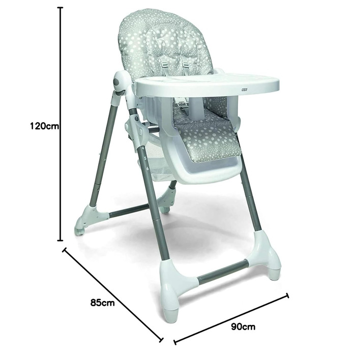 Стільчик для годування Mamas & Papas Snax, регульований, складний зі знімною обідньою дошкою, сірий в крапку