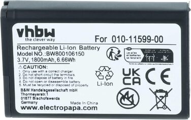 Акумулятор VHBW, сумісний з портативними навігаторами Garmin Alpha 100, GPS-навігаторами Monterra (1800 мАг, 3,7 В, літій-іонний)