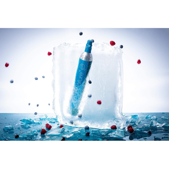 Преміальний 60-літровий циліндр CO2 для SodaStream (крім QC), Aarke тощо Нові та вперше заповнені в Німеччині Природна вугільна кислота на 60 літрів 10 років TV 425 г