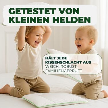 Дитяча подушка Welldora 40x60 см плоска дитяча подушка (16 років), антибактеріальна та антиалергенна, чохол зі 100 бавовни, сертифікована Oeko-TEX, можна прати та з любов&39ю розроблена 40x60 см