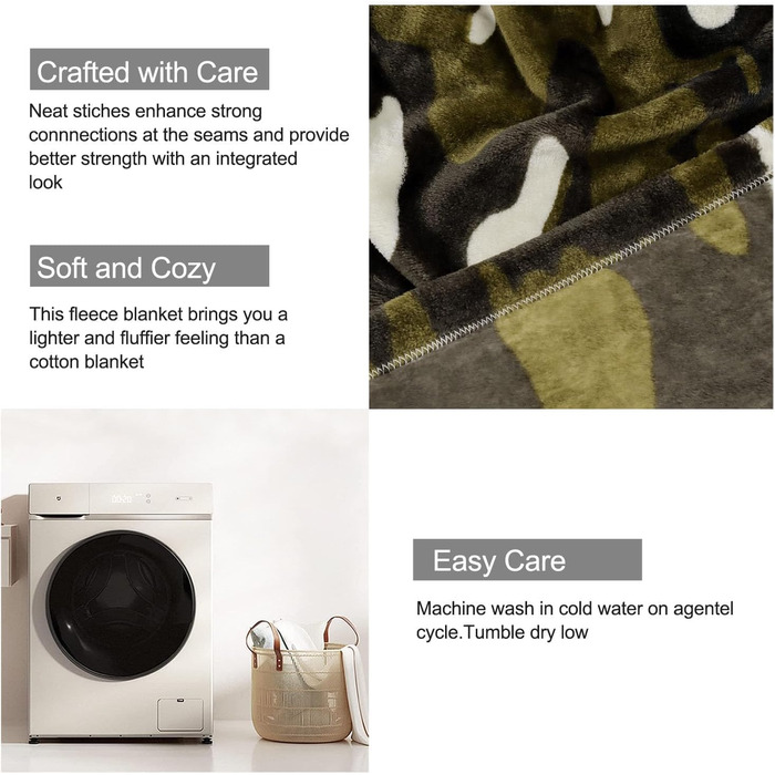 Камуфляжна плюшева ковдра, армійська ковдра, м&39які та теплі подарунки для чоловіків та хлопчиків, 150 x 200 см, Db-camouflage-01