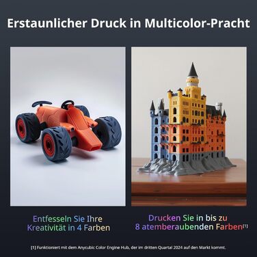 Багатоколірний комбінований 3D-принтер Anycubic Kobra 3, друк у 4 кольори, висока швидкість 600 мм/с, висихання нитки під час друк