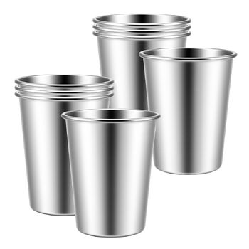 Набір з 8 чашок з нержавіючої сталі, 350 мл, срібна кружка з нержавіючої сталі, штабельовані металеві дорожні чашки, чарки для шотів, чашки з нержавіючої сталі для кемпінгу, вечірок, подорожей, барів та активного відпочинку