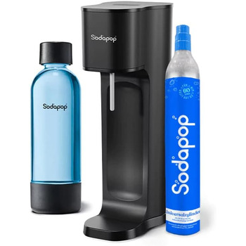 Стартовий набір Sodapop Soda Maker Joy Eco з циліндром CO і ПЕТ-пляшкою Виготовлений з переробленого матеріалу Чорний Висота 43 см