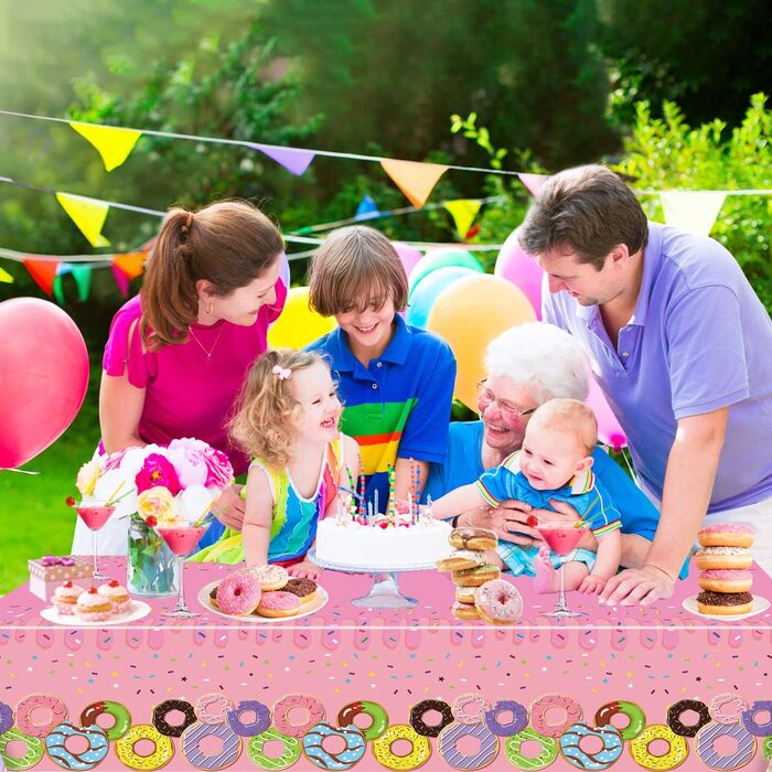 Пакети скатертини для пончиків, прямокутна скатертина для пончиків 220х130 см, тематичні прикраси для дитячого дня народження, веч