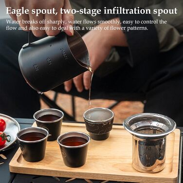 Набір для чаю в дорозі з сумкою Китайський чайний сервіз для дорослих Жароміцні чашки, похідна плитка, 4 чашки для пікніка, барбекю