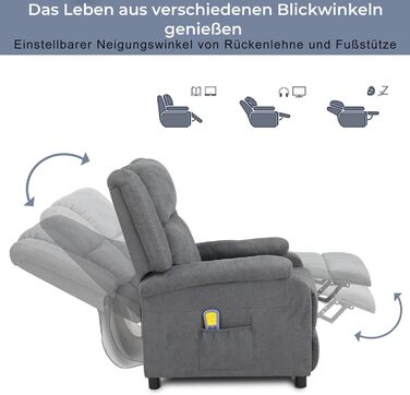 Крісло під телевізор LEADZM, відкидне крісло, шезлонг, електричний масаж та підігрів, ручне регулювання кута нахилу спинки, відкидне крісло до 120 кг, одномісний диван