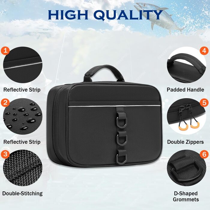 Маленька рибальська сумка з 4 одинарними та 2 подвійними кишенями для риболовних приманок, волосіні, гачків, грузила