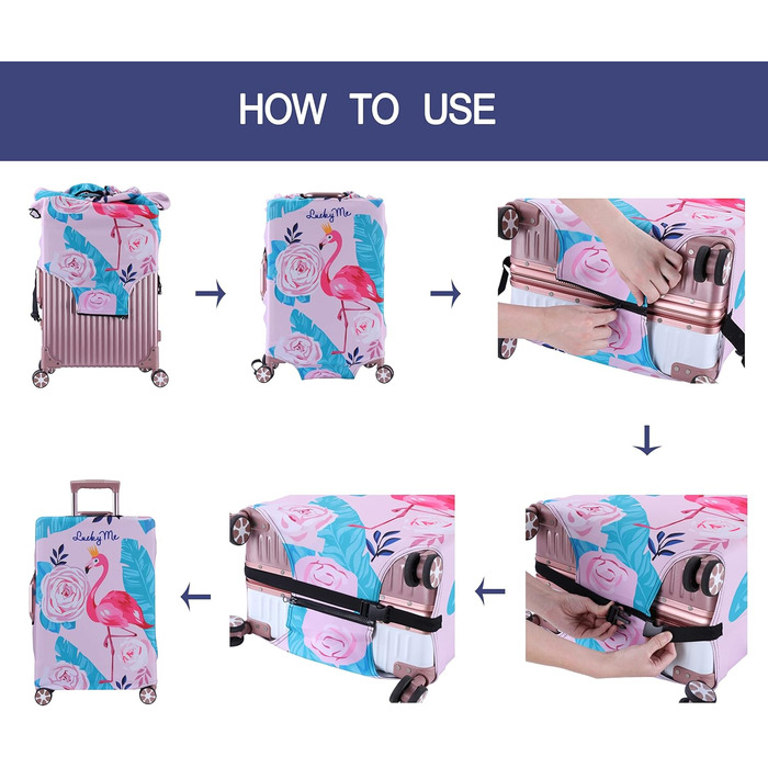 Еластичний захисний чохол LEAFOREST для валіз, еластан, водовідштовхувальний, підходить для валіз 48,5-81 см, розмір S, Фламінго