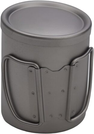 Двостінна кружка для води, 450 мл, для кемпінгу, походів, активного відпочинку ізольована кавова кружка з кришкою, легка та міцна, включаючи футляр для перенесення (220 мл без ручок)