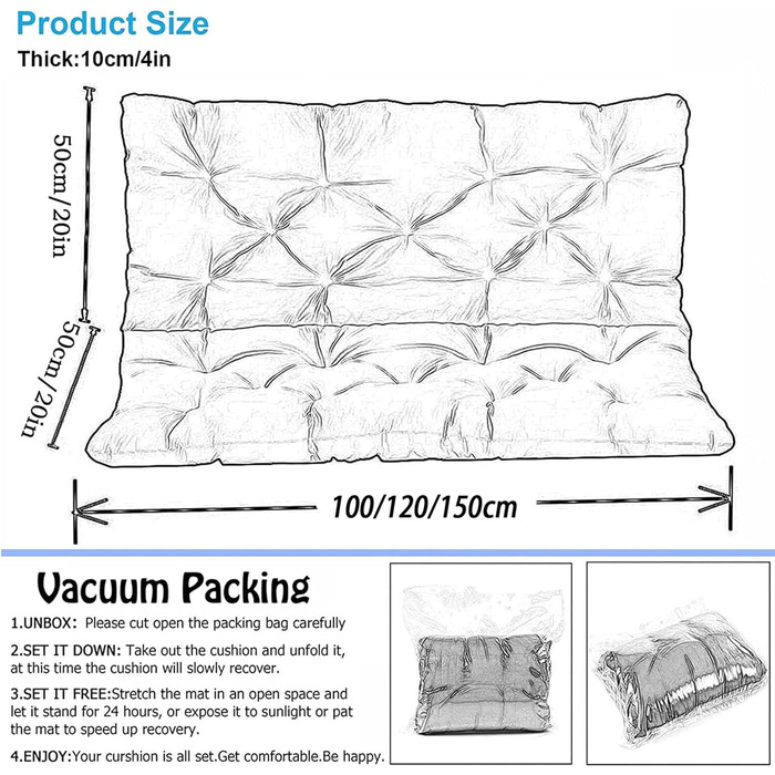 Відкрита подушка-гойдалка для внутрішнього дворика, заміна для 3-місного, водонепроникна, шезлонги, подушка для внутрішнього дворика, шезлонг, лавка, диван, 2- або 3-місний