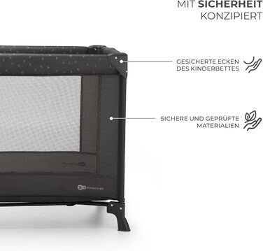 Дорожнє ліжечко Kinderkraft Joy Light, дитячі ліжечка, практичне, сучасний дизайн, невеликі розміри у складеному вигляді, сумка, сірий колір Joy light Light Grey