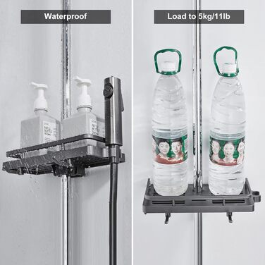 Підставка для душової рейки Стійка для зберігання Душова полиця Без свердління з підвішуванням Тримач для душової лійки Два гачки
