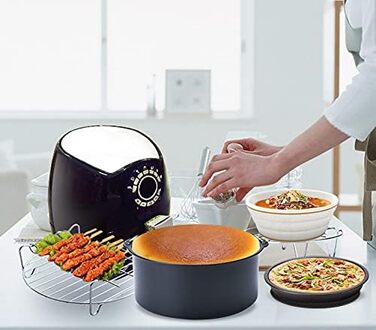 Аксесуари для фритюрниці 18 см, аксесуари для фритюрниці з 7 частин із кулінарною книгою рецептів, для фритюрниць XL 3.5 л-4.5 л більшості брендів, без бісфенолу А, можна мити в посудомийній машині, 7 дюймів