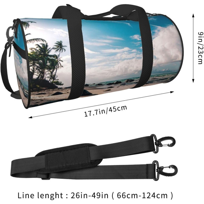 Спортивна сумка, дорожня сумка, пляжна сумка, з пальмами, принт, сумка на нічліг, чорна, універсальний розмір