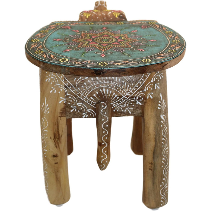 Табурет Gall&Zick Слон ручної роботи Бірюзовий дизайн мандали, дерево манго, приблизно 30 28 42 см декоративний журнальний столик/табурет кольору бірюзи