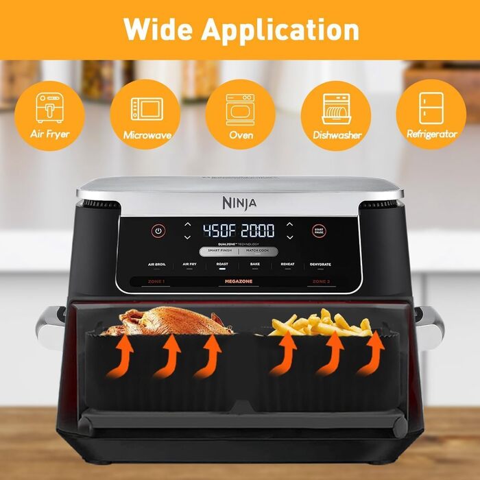 Аксесуари для фритюрниці для Ninja Foodi Flexdrawer 10.4L AF500EU AF500EUCP, Cecotec 9000, 110.4L25.2L Аксесуари для силіконової форми, Силіконові аксесуари для фритюрниці, 3