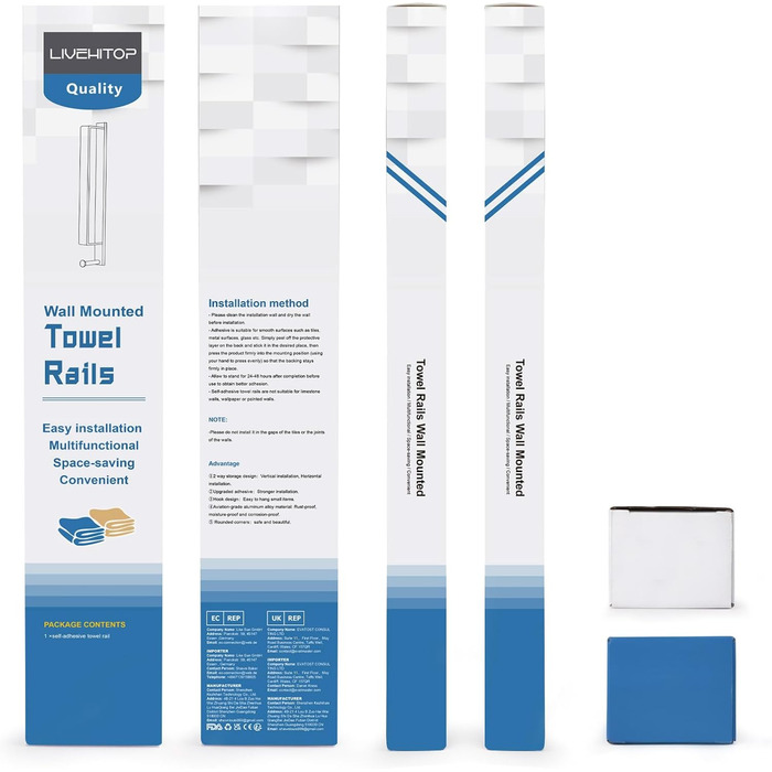 Рушникосушка чорна, самоклеюча рушникосушка без свердління з нержавіючої сталі 43,5 см гостьова рушникосушка для ванної кімнати з