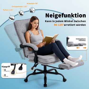 Ергономічне офісне крісло Storeo Imp, до 150 кг, тканина, сірий