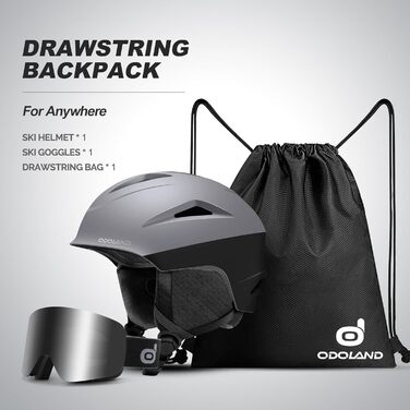 Комплект лижного шолома та окулярів Odoland, шолом для сноуборду та окуляри для сноуборду для жінок, чоловіків та дітей, лижні окуляри із захистом від ультрафіолету 400, стійкі до вітру, окуляри для сноуборду для катання на лижах та альпінізму, розмір L (