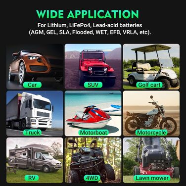 Автомобільний зарядний пристрій Haisito 12V/24V 35A, інтелектуальний швидкий зарядний пристрій автомобільний, автомобільний мотоци