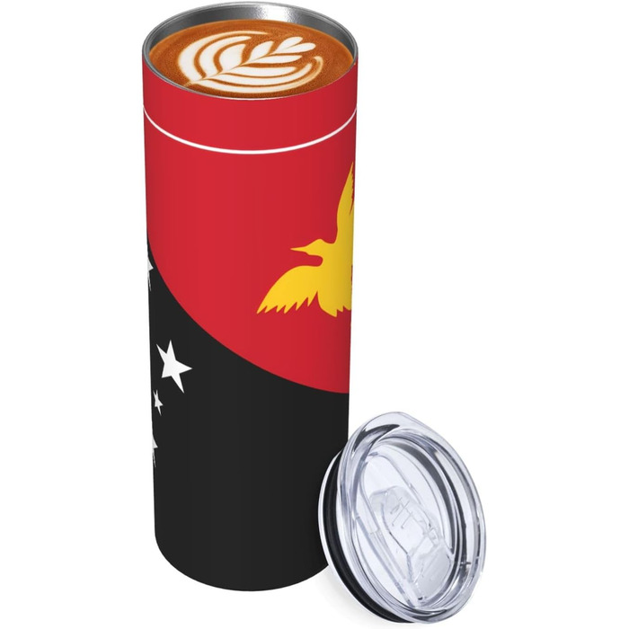 Кухоль з прямою трубочкою, дизайн прапор Папуа-Нової Гвінеї, друкований, дорожній кухоль, підходить для кемпінгу, офісу та дому, 590 мл