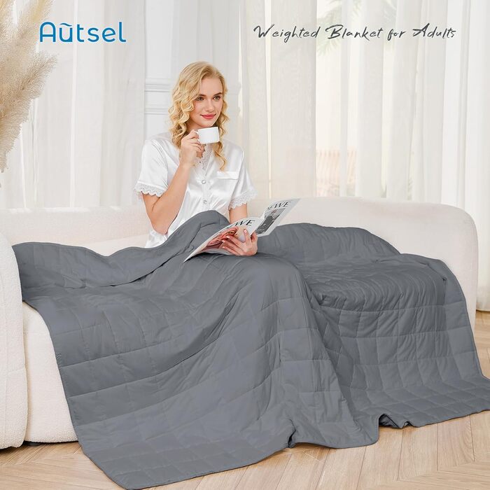 Обтяжена ковдра 9 кг 155x220 см, Обтяжена ковдра, Обтяжена ковдра для дорослих для глибокого сну, Важка ковдра, Антистресова терапевтична ковдра, Релаксаційна ковдра сірого кольору 155x220 см 9 кг