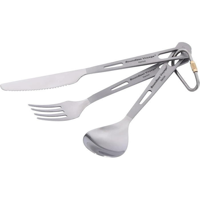 Набір столових приборів для кемпінгу Титановий відкритий польовий столовий прибор Кухонний посуд Виделка Ложка Ніж для свинини Пал