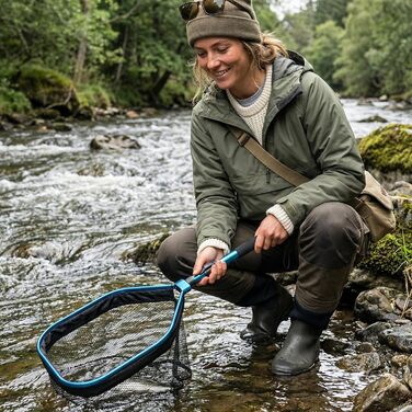 Гумований підсак для риболовлі, телескопічний складаний підсак, сачок для лосося, сома, окуня, легко ловити та випускати