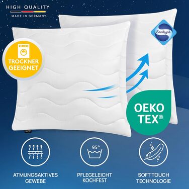 Подушка LILENO HOME 80x80 (комплект з 2 шт.) Можна прати при 95C, Oeko-Tex та зроблено в Німеччині Регульована подушка 80x80 для райського сну Подушка 80x80 см з приємним запахом Комплект з 2 шт.