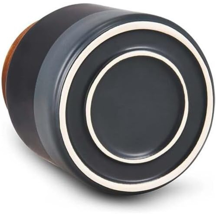 Керамічні контейнери для зберігання Cole & Mason H822137 Hinxton з дерев&39яними кришками, чорні/сірі/коричневі, 125 мм x 110 мм, коробка для зберігання / кухонний контейнер / контейнери для зберігання продуктів, гарантія 2 роки, невеликий контейнер для з