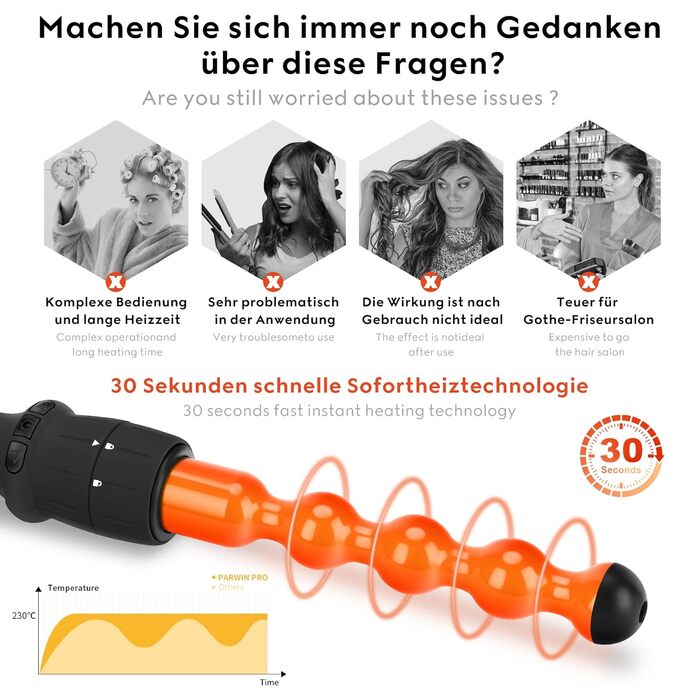 Плойка Parwin Pro Beauty, 7 в 1, професійні прилади для укладання волосся та інструменти для укладання, керамічна плойка з 7 нагрі