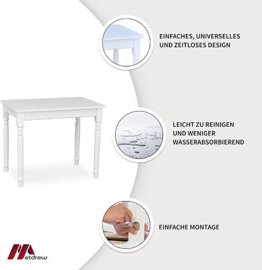 Дерев&39яний обідній стіл кухонний стіл 100x60 дерев&39яний стіл стіл з декоративними ніжками обідній стіл на 4 особи маленький кухонний стіл скандинавський стиль білий кухонний стіл стільниця біла 100 см x 60 см