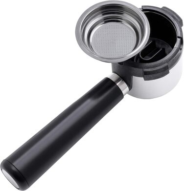 Портафільтр 1400 Вт, портафільтр-машина, 3 вставки, для 1-2 чашок еспресо, також для стручків, 15 бар, піддон для чашки, насадка для спінювання молока, матова нержавіюча сталь