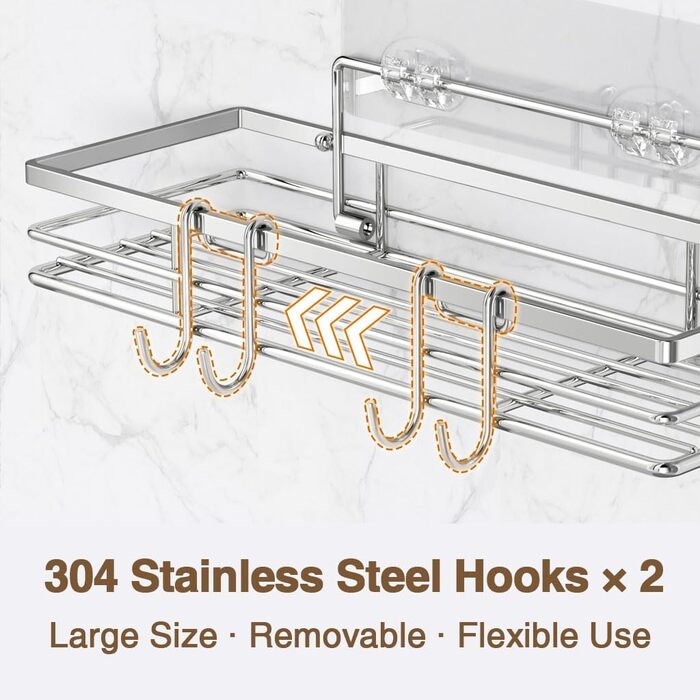 Полиця для душу без свердління, 2 шт., нержавіюча сталь SUS304, клейка полиця для ванної кімнати