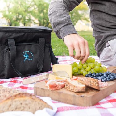 Сумка-холодильник 20 л та 30 л (складана) зберігає прохолоду 10-12 годин - ізольована сумка для покупок та ланчу з відкривачкою для пляшок та герметичним матеріалом PEVA для роботи, офісу, пікніка, шопінгу та будівництва, 20 літрів, чорна