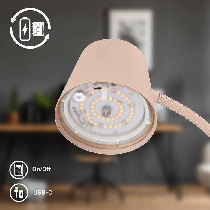 Бездротовий LED-торшер BRILONER з сенсорним димером, тепле біле світло, бежевий, 126,5 см