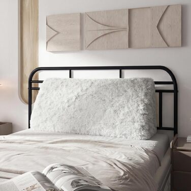 Клиноподібна подушка для спини з м&39якого плюшу Зручна опорна подушка для читання та відпочинку на ліжку, дивані чи кушетці Велика подушка для книги для підтримки спини, біла, 60 см