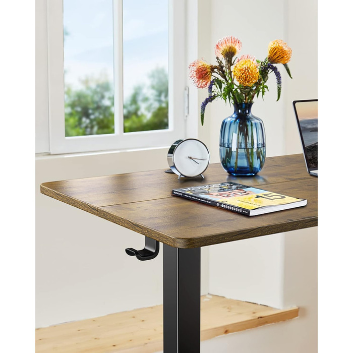 Електрично регульований по висоті стіл 120 x 60 см, Стіл з регульованою висотою та 4 налаштуваннями пам&39яті, розумний стіл для домашнього офісу зі з&39єднувальною пластиною 120 x 60 см, колір вінтажного дерева