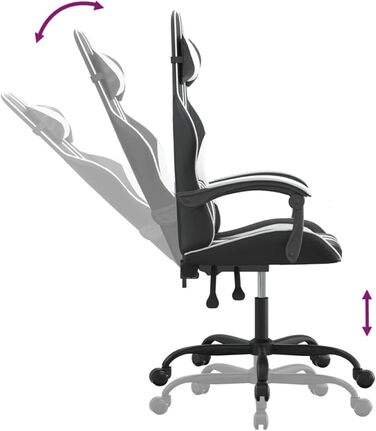 Геймерське крісло з функцією відкидання, штучна шкіра чорний/білий, 57,5x59,5x121-131 см, для ігрового досвіду Модель 3143823