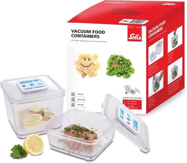 Набір контейнерів для вакуумного пакувальника Solis, 2 шт. вакуумна банка 1000 2800 мл, квадратний вакуумний контейнер для вакуумного пакувальника з індикатором дати та вакууму
