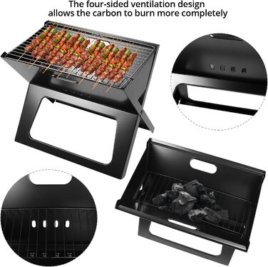 Складаний гриль QWORK, термостійкий гриль для ноутбука, для кемпінгу, подорожей